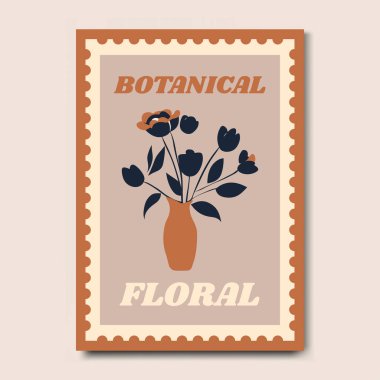 Modern ve Şık Çiçek İllüstrasyon Sanat Yazdırma Posteri Dekorasyonu