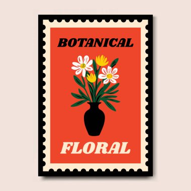 Modern ve Şık Çiçek İllüstrasyon Sanat Yazdırma Posteri Dekorasyonu