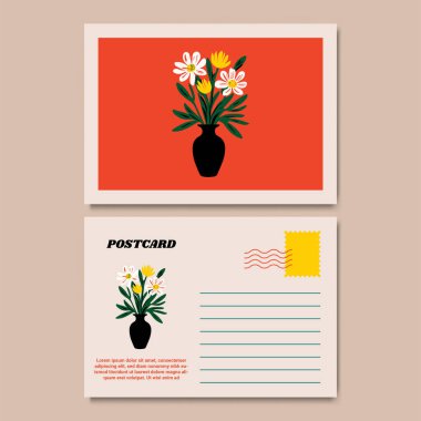 Klasik Botanik Kartpostal Tasarımı İllüstrasyonu