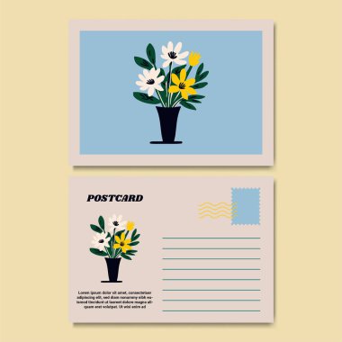 Klasik Botanik Kartpostal Tasarımı İllüstrasyonu