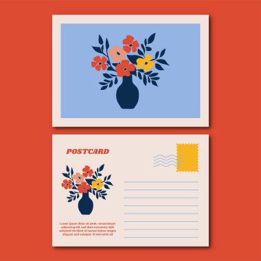 Klasik Botanik Kartpostal Tasarımı İllüstrasyonu