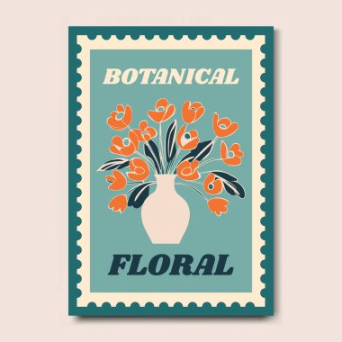Modern ve Şık Çiçek İllüstrasyon Sanat Yazdırma Posteri Dekorasyonu