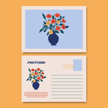 Klasik Botanik Kartpostal Tasarımı İllüstrasyonu
