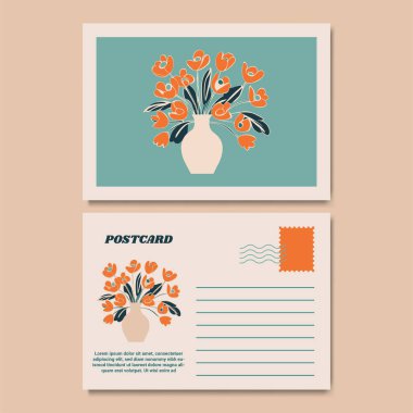 Klasik Botanik Kartpostal Tasarımı İllüstrasyonu