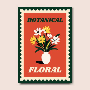Modern ve Şık Çiçek İllüstrasyon Sanat Yazdırma Posteri Dekorasyonu