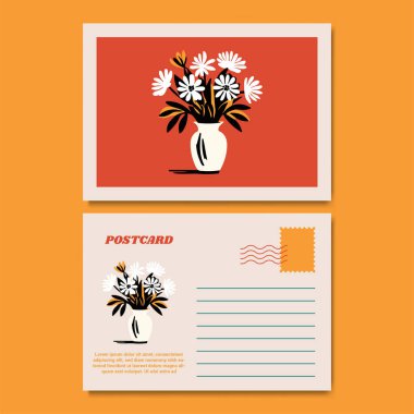 Klasik Botanik Kartpostal Tasarımı İllüstrasyonu