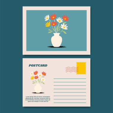 Klasik Botanik Kartpostal Tasarımı İllüstrasyonu