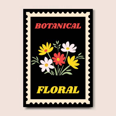 Modern ve Şık Çiçek İllüstrasyon Sanat Yazdırma Posteri Dekorasyonu