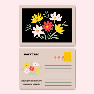 Klasik Botanik Kartpostal Tasarımı İllüstrasyonu