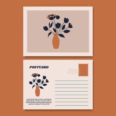Klasik Botanik Kartpostal Tasarımı İllüstrasyonu