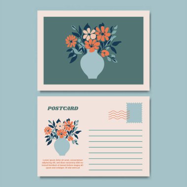 Klasik Botanik Kartpostal Tasarımı İllüstrasyonu