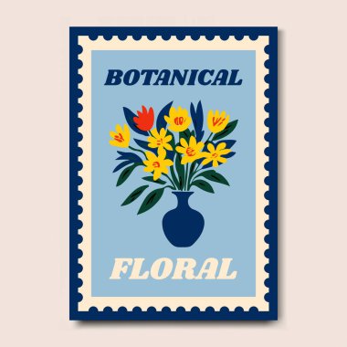 Modern ve Şık Çiçek İllüstrasyon Sanat Yazdırma Posteri Dekorasyonu