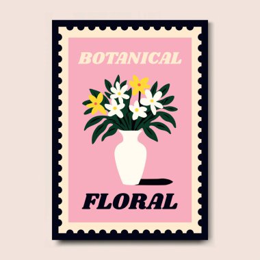 Modern ve Şık Çiçek İllüstrasyon Sanat Yazdırma Posteri Dekorasyonu