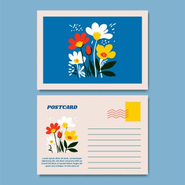 Klasik Botanik Kartpostal Tasarımı İllüstrasyonu