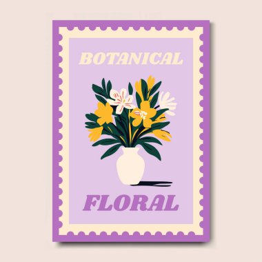 Modern ve Şık Çiçek İllüstrasyon Sanat Yazdırma Posteri Dekorasyonu