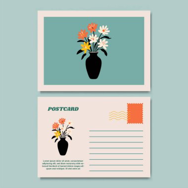 Klasik Botanik Kartpostal Tasarımı İllüstrasyonu