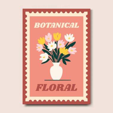 Modern ve Şık Çiçek İllüstrasyon Sanat Yazdırma Posteri Dekorasyonu