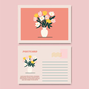 Klasik Botanik Kartpostal Tasarımı İllüstrasyonu