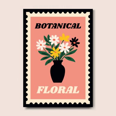 Modern ve Şık Çiçek İllüstrasyon Sanat Yazdırma Posteri Dekorasyonu