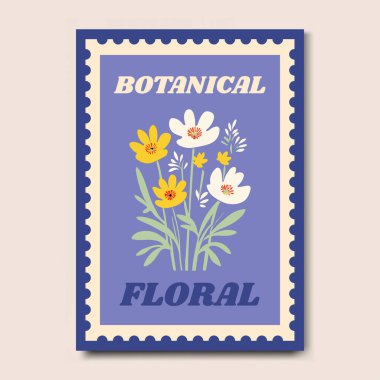 Modern ve Şık Çiçek İllüstrasyon Sanat Yazdırma Posteri Dekorasyonu