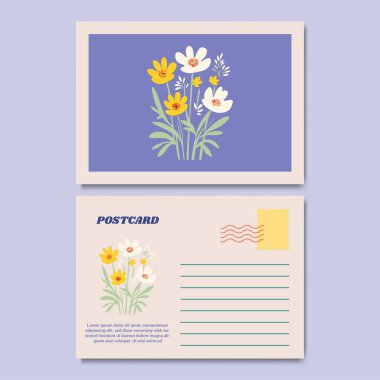 Klasik Botanik Kartpostal Tasarımı İllüstrasyonu