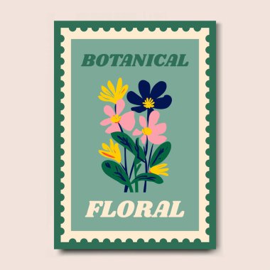 Modern ve Şık Çiçek İllüstrasyon Sanat Yazdırma Posteri Dekorasyonu