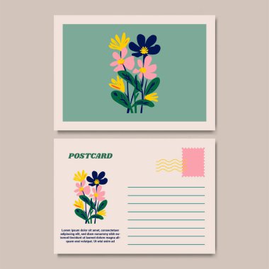 Klasik Botanik Kartpostal Tasarımı İllüstrasyonu