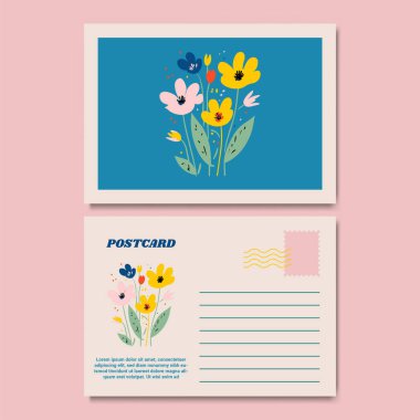 Klasik Botanik Kartpostal Tasarımı İllüstrasyonu