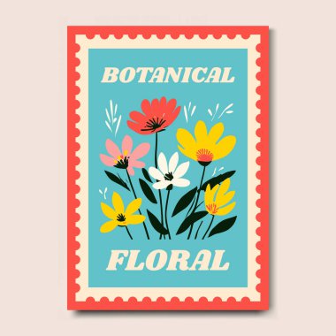 Modern ve Şık Çiçek İllüstrasyon Sanat Yazdırma Posteri Dekorasyonu