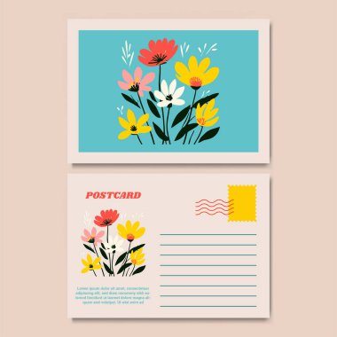 Klasik Botanik Kartpostal Tasarımı İllüstrasyonu