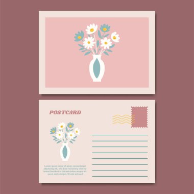 Klasik Botanik Kartpostal Tasarımı İllüstrasyonu