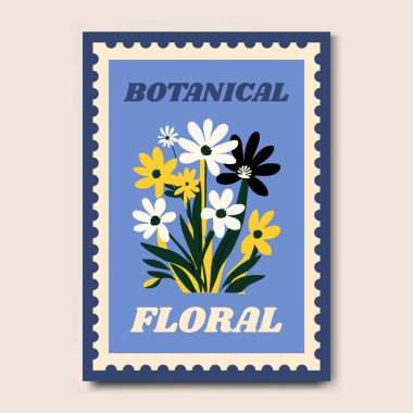 Modern ve Şık Çiçek İllüstrasyon Sanat Yazdırma Posteri Dekorasyonu