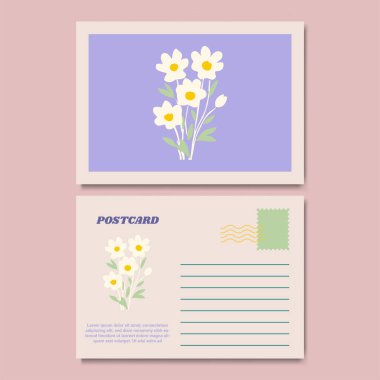 Klasik Botanik Kartpostal Tasarımı İllüstrasyonu