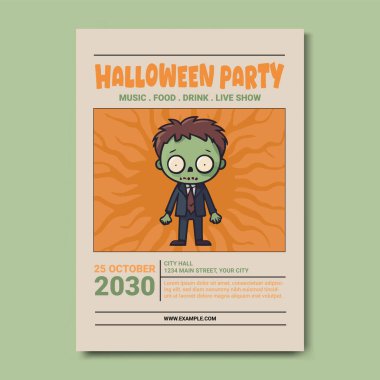 Zombi Resimli Cadılar Bayramı Partisi Posteri