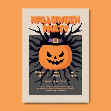 Balkabağı Cadı Şapkalı Cadılar Bayramı Partisi Posteri