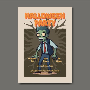 Zombi Davetiyeli Cadılar Bayramı Partisi Posteri