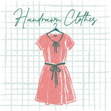 El Çizimi Pembe Elbise Çizimi