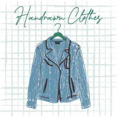 El çizimi Mavi Kot Ceket