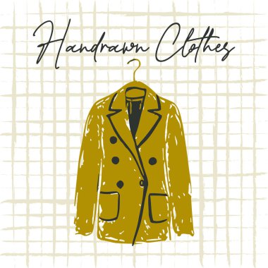 El çizimi sarı ceket illüstrasyonu