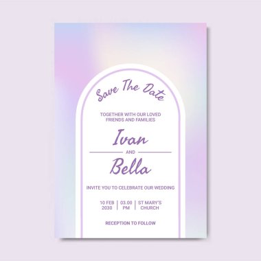 Zarif Gradyan Holografiği Düğün Davetiyesini Kaydet