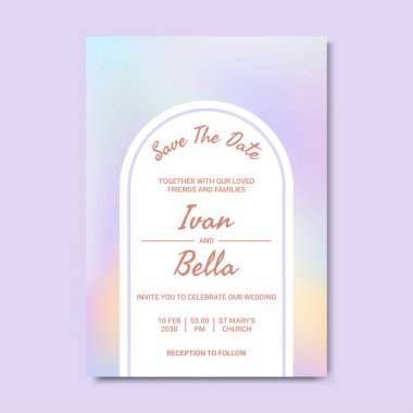 Pastel Renkleri Grafikle Düğün Davetiyesini Kaydet