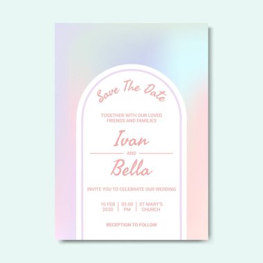 Pastel Renkleri Grafikle Düğün Davetiyesini Kaydet