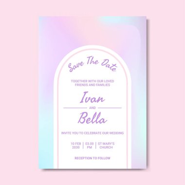 Pastel Renkleri Grafikle Düğün Davetiyesini Kaydet