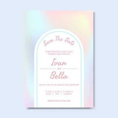 Pastel Renkleri Grafikle Düğün Davetiyesini Kaydet