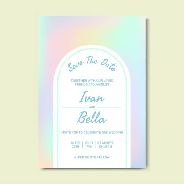 Pastel Renkleri Grafikle Düğün Davetiyesini Kaydet
