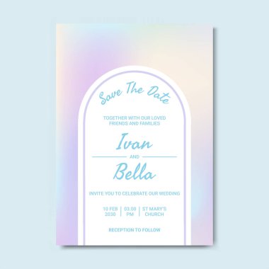 Pastel Renkleri Grafikle Düğün Davetiyesini Kaydet