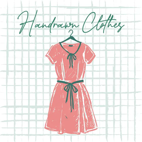 El Çizimi Pembe Elbise Çizimi