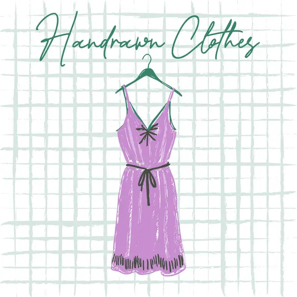 El Çizimi Giysiler Mor Elbise Çizimi