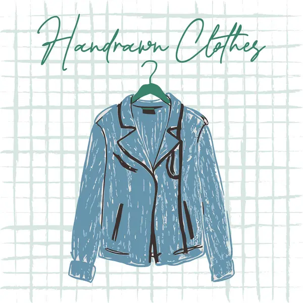 El çizimi Mavi Kot Ceket