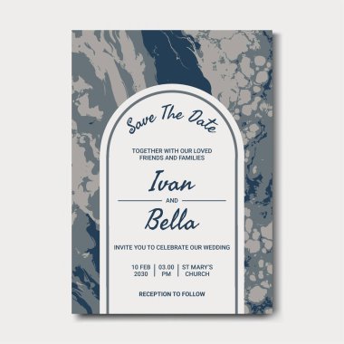 Seçkin Düğün Davetiyesini Mermer Arkaplanlı Kaydet